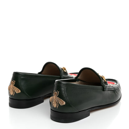 Gucci Calfskin Granada Kid Embroidered Mens Horsebit Loafers 8 Verde 4 of 8