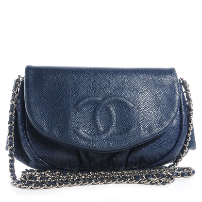 Chanel Caviar Half Moon Wallet On Chain WOC Dark Blue 1 of 10