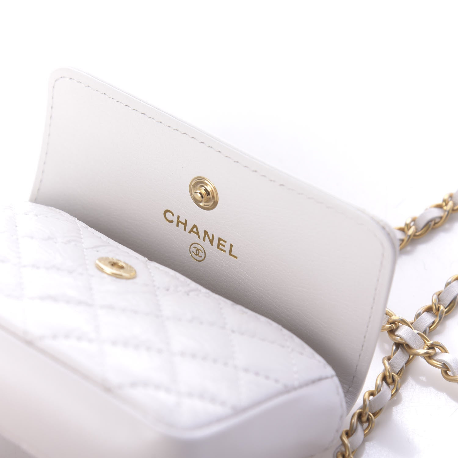 Chanel Shiny Aged Calfskin Quilted Waist Belt Bag White 8 of 13