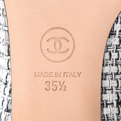 Chanel Tweed Goatskin Pearl Mules 35.5 Grey Beige Black 9 of 11