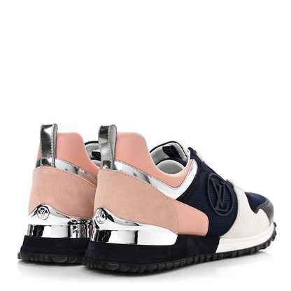 Louis Vuitton Suede Calfskin Run Away Sneakers 37 Blue Pink White 4 of 8