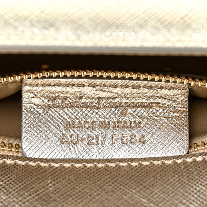 Salvatore Ferragamo Metallic Hammered Calfskin Vara Bow Chain Flap Crossbody Silver Gold 13 of 23
