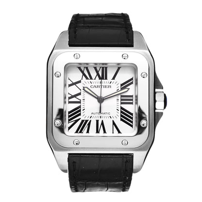 Cartier Stainless Steel Alligator 38mm Santos 100 Automatic Watch 1 of 9