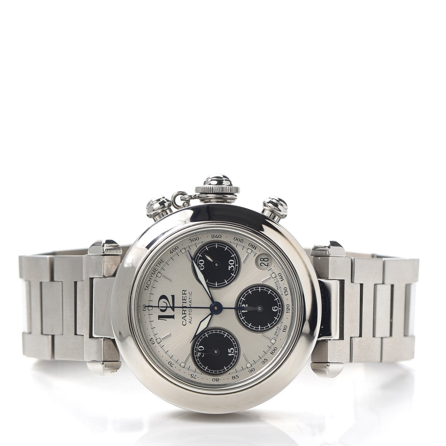 Stainless Steel 35mm Pasha C Chronograph Automatic Watch Black