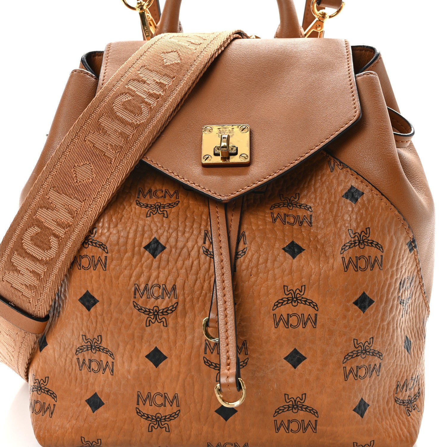 MCM Visetos Small Essential Backpack Cognac 7 of 13