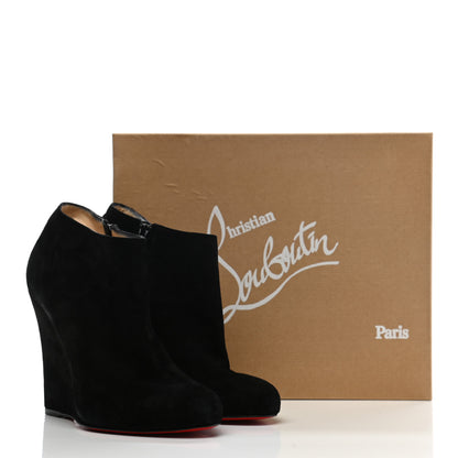 Christian Louboutin Suede Belle Zeppa 100 Wedge Ankle Boots 40.5 Black 13 of 13