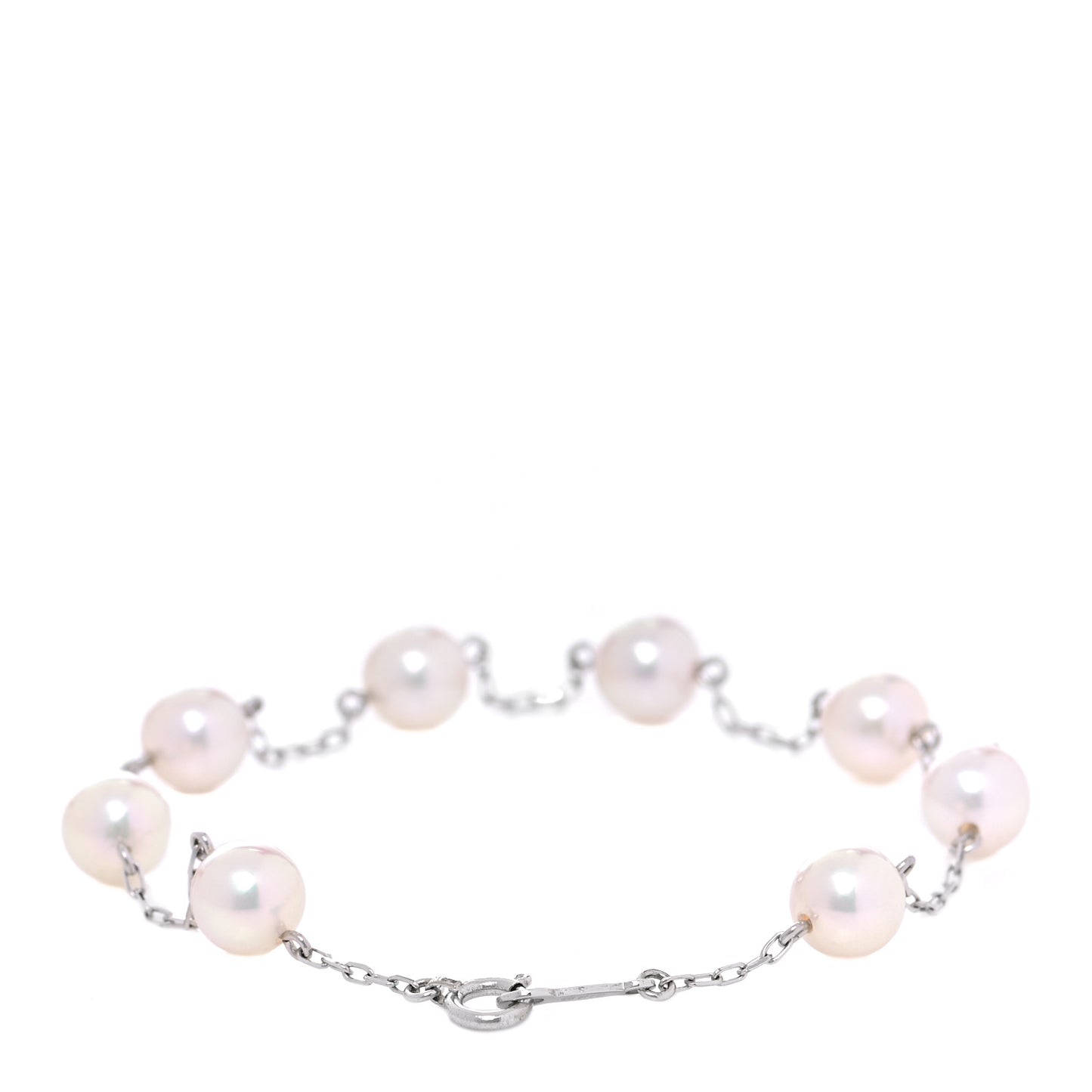 18K White Gold 6.5mm Akoya Pearl Station Bracelet