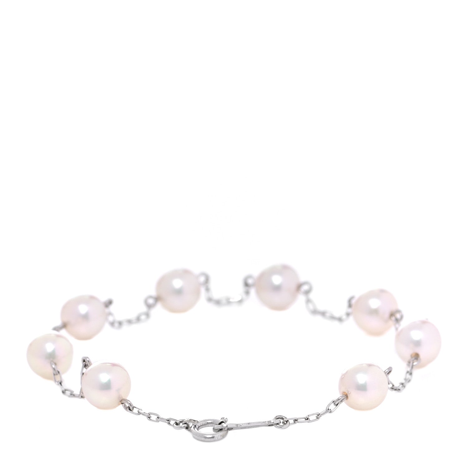 Mikimoto 18K White Gold 6.5mm Akoya Pearl Station Bracelet 2 of 5