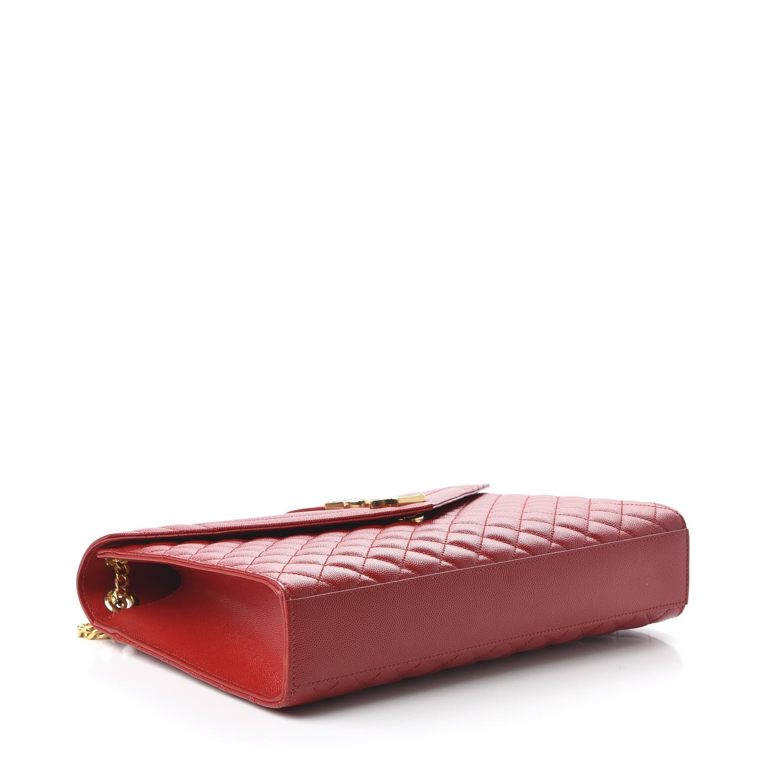 Saint Laurent Grain De Poudre Mixed Matelasse Large Triquilt Monogram Satchel New Red 4 of 9