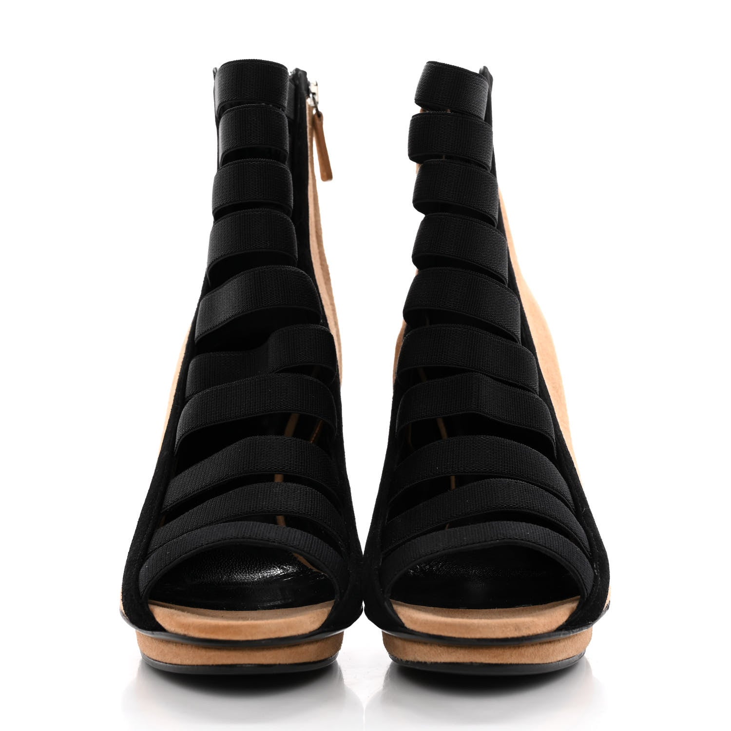 Gucci Kid Scamosciato Elastic Olimpia Open Toe Booties 36.5 Black Camelia 2 of 14