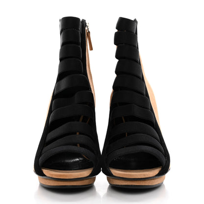 Gucci Kid Scamosciato Elastic Olimpia Open Toe Booties 36.5 Black Camelia 2 of 14