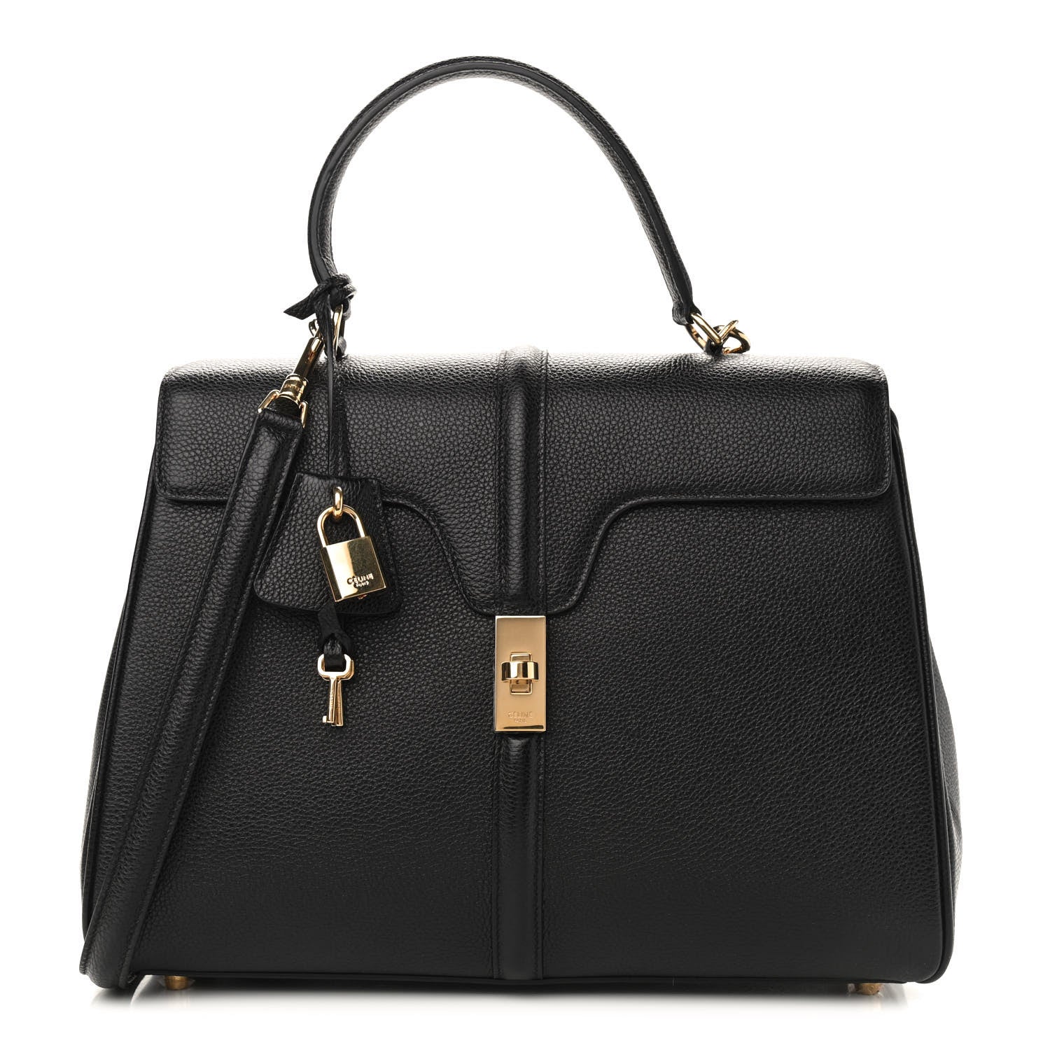Celine Grained Calfskin Classique 16 Top Handle Bag Black 1 of 9
