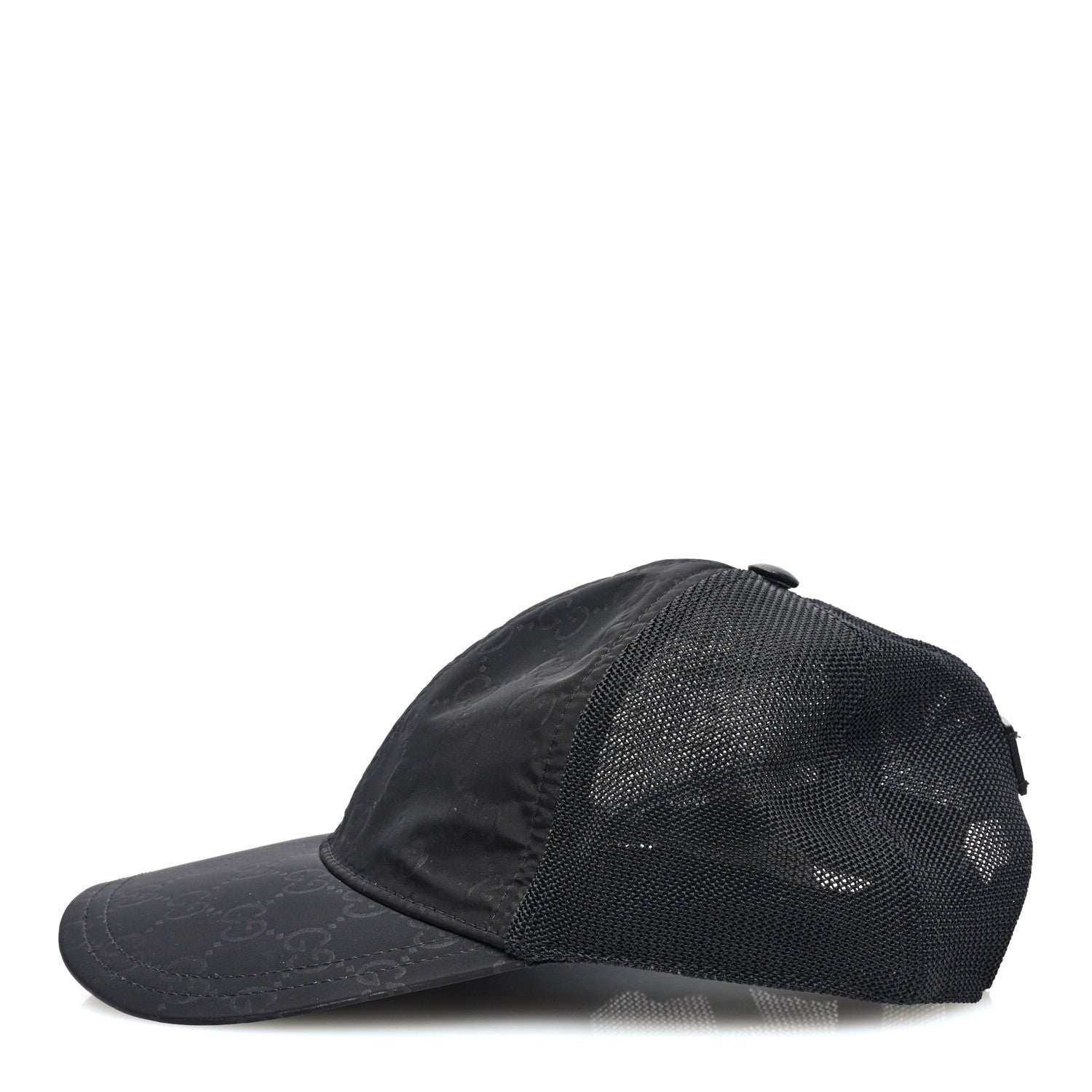 Gucci Nylon Light Mesh Dollar Calfskin GG Monogram Baseball Hat S Black 4 of 8
