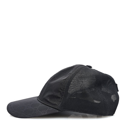 Gucci Nylon Light Mesh Dollar Calfskin GG Monogram Baseball Hat S Black 4 of 8
