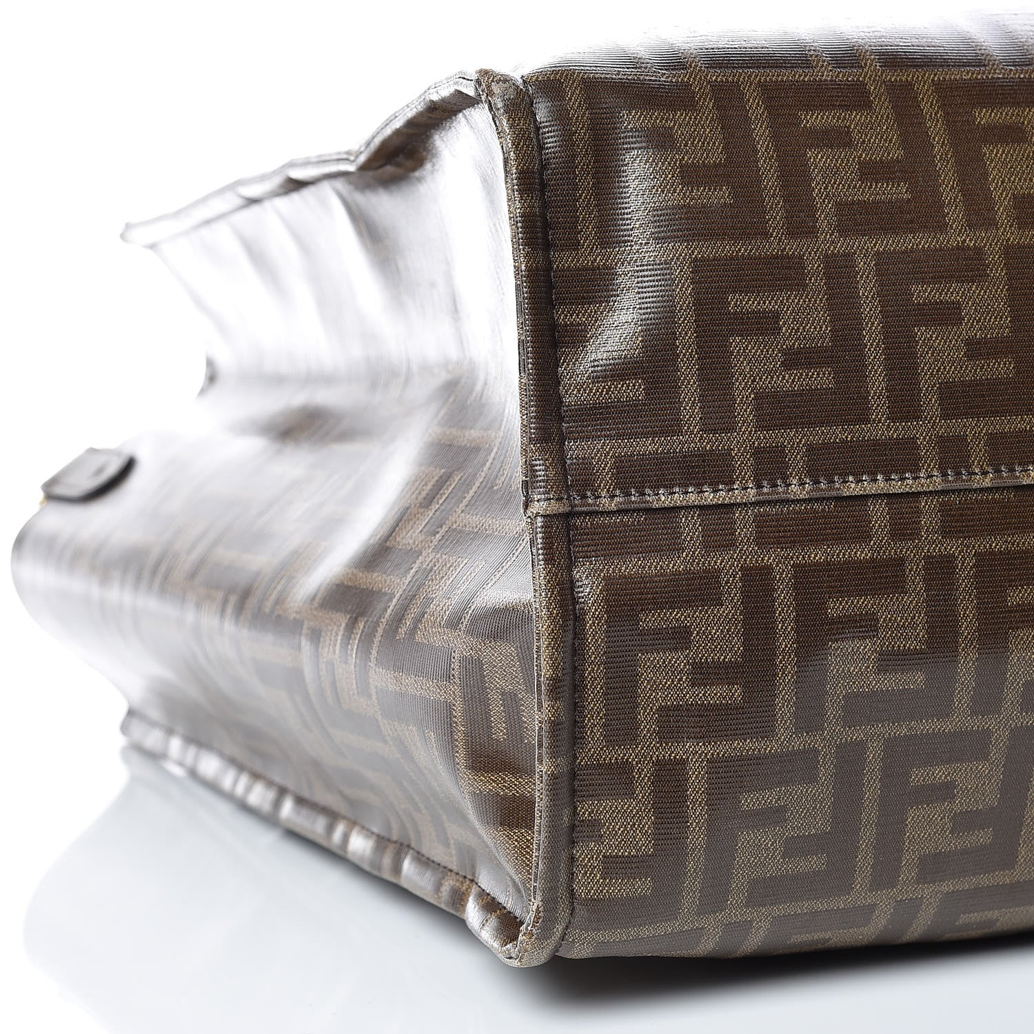 Fendi X FILA Glazed Fabric FF 1974 Mania Shopping Tote Bag Mogano Panna Blueberry 8 of 20