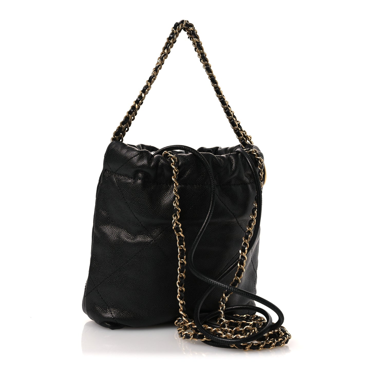 Shiny Caviar Quilted Mini Chanel 22 Black