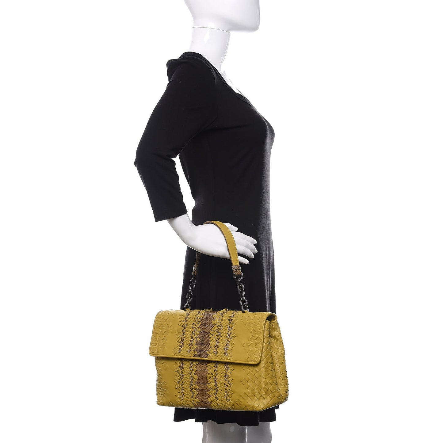 Nappa Ayers Intrecciato Top Handle Bag Moutarde