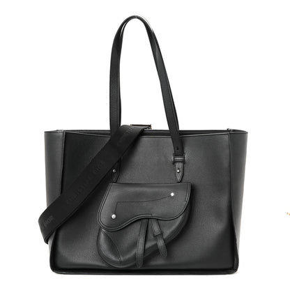 Christian Dior Grained Calfskin Saddle Tote Black 1 of 19