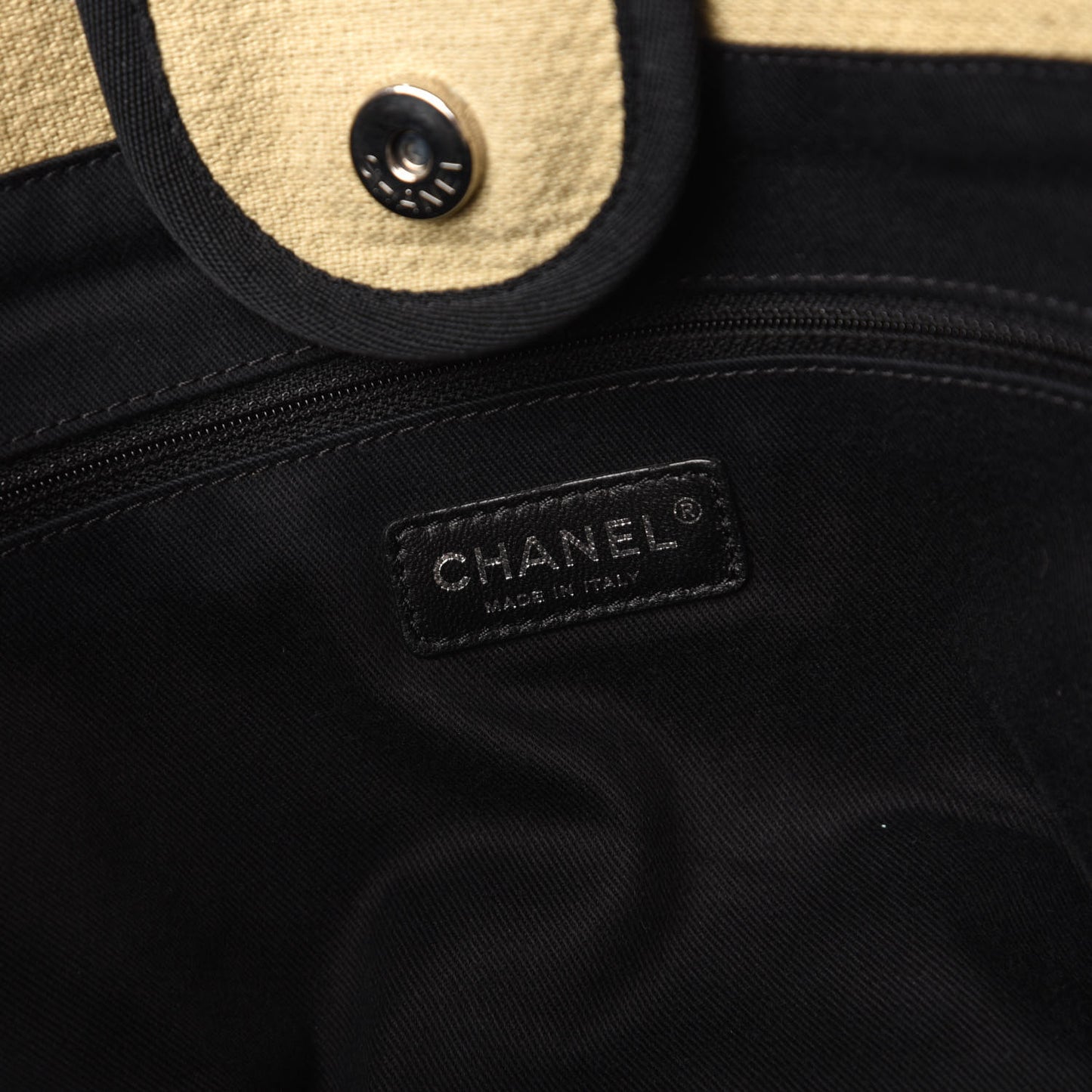 Canvas Medium Deauville Tote Beige Black