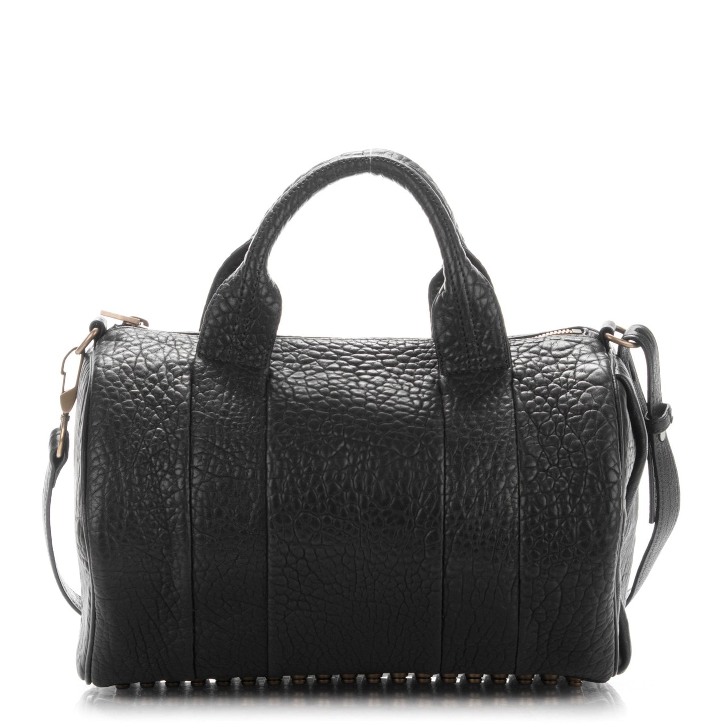 Pebbled Lambskin Rocco Black Antique Brass Hardware
