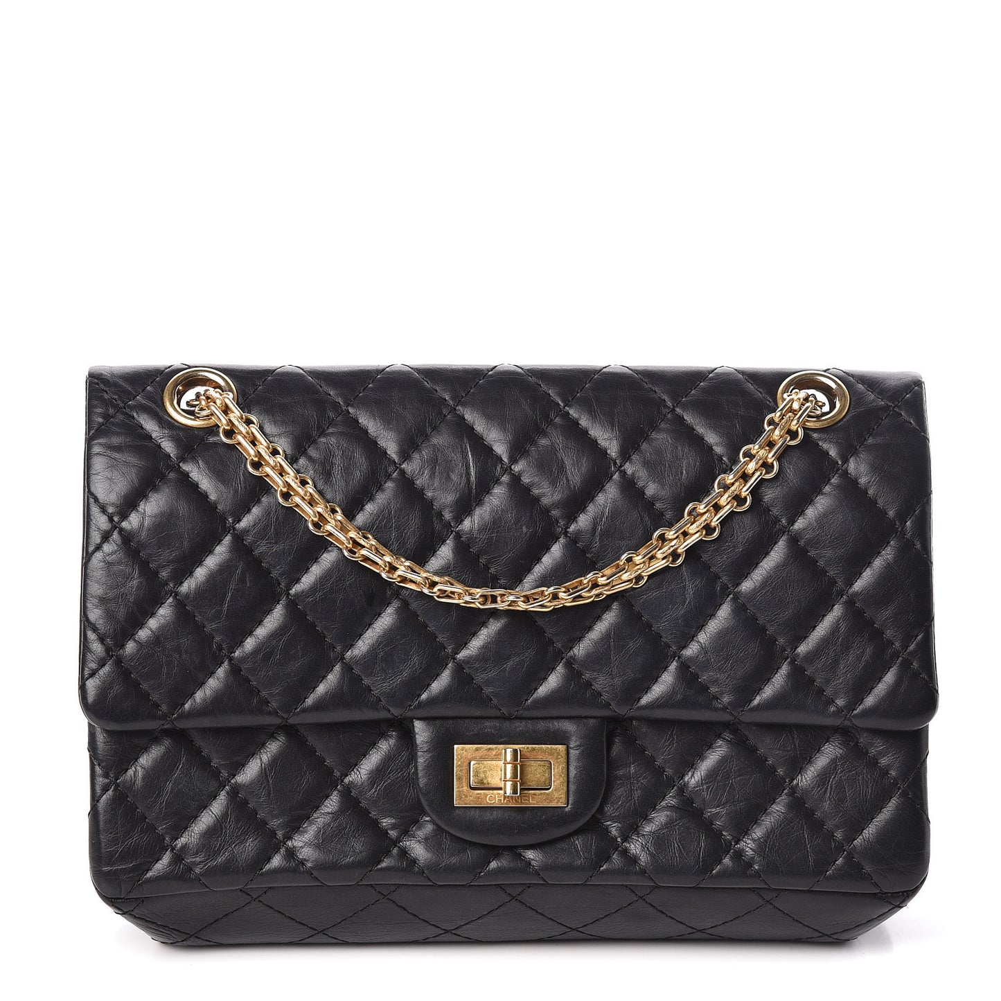 Aged Calfskin Quilted 2.55 Reissue 225 Flap Black