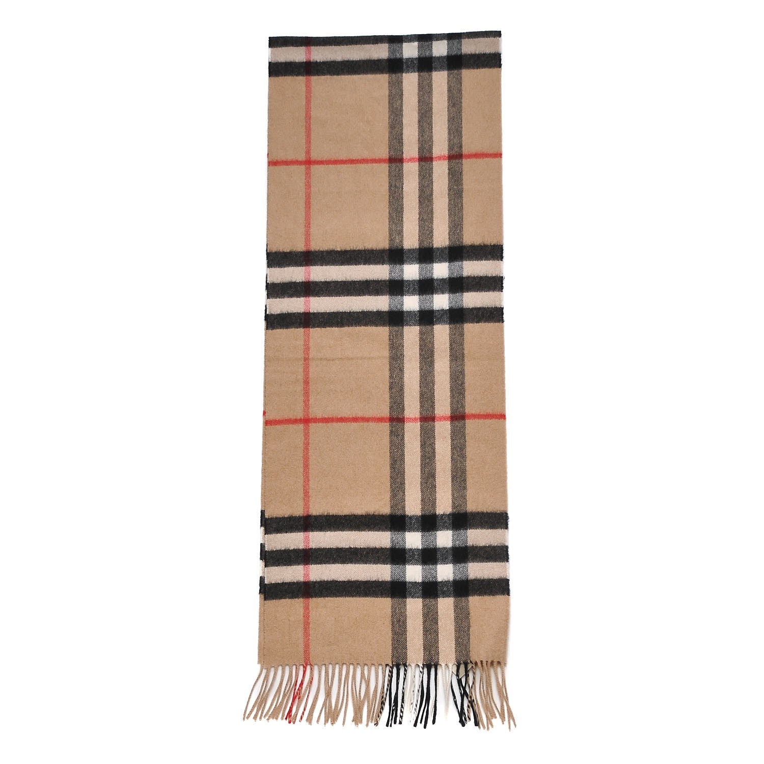 Burberry Cashmere Giant Heritage Check Fringe Scarf Camel 3 of 7