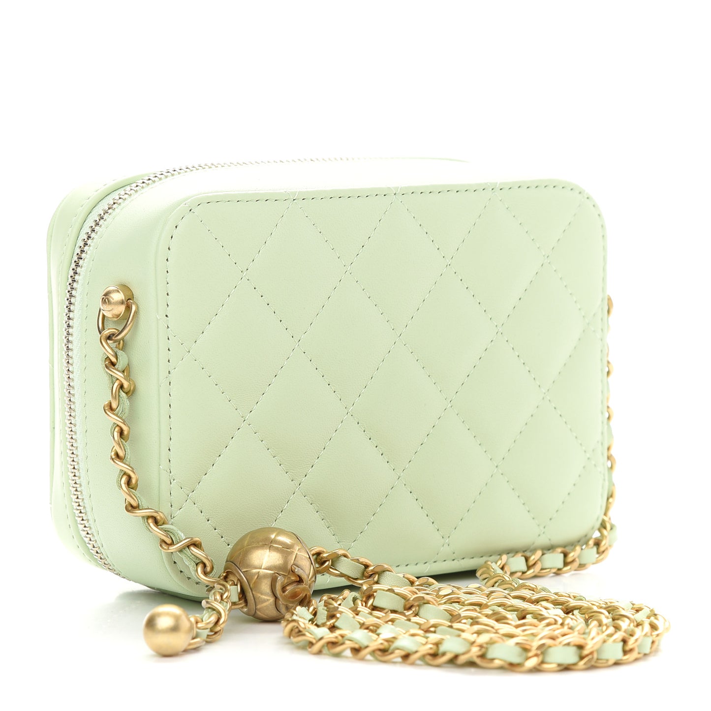 Lambskin Quilted CC Pearl Crush Camera Case Light Green