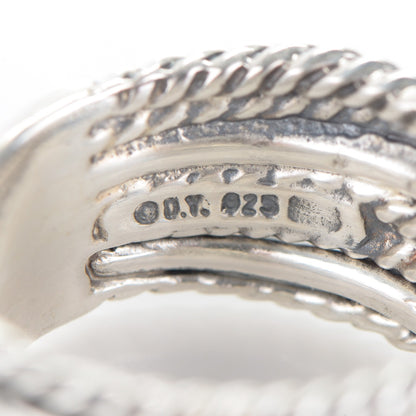 David Yurman Sterling Silver Diamond 11mm Wide Crossover Cable Ring 51.5 6 4 of 4