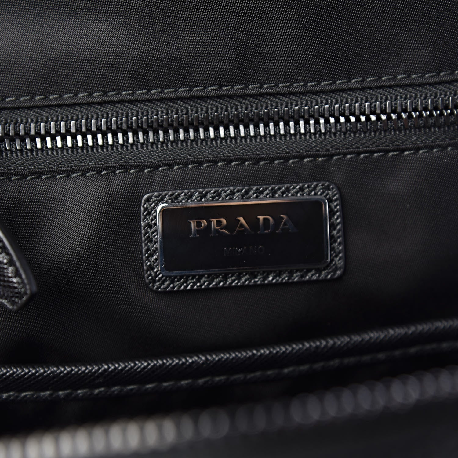 Prada Tessuto Nylon Saffiano Rabbit Fur Travel Backpack Black 7 of 10