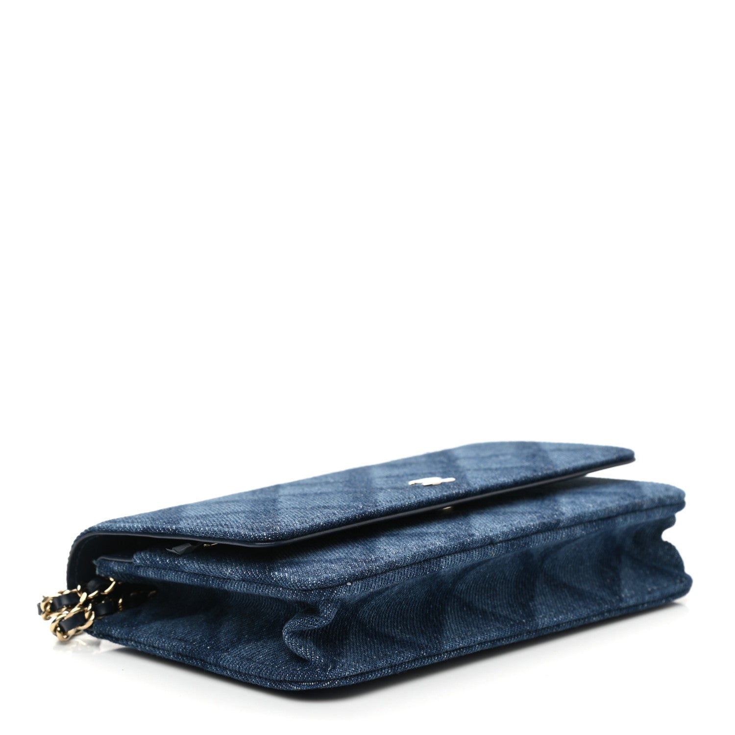 Chanel Denim Printed Wallet On Chain WOC Dark Blue 4 of 10