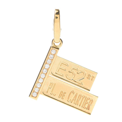 Cartier 18K Yellow Gold Diamond 52nd Street Sign Charm Pendant 1 of 4