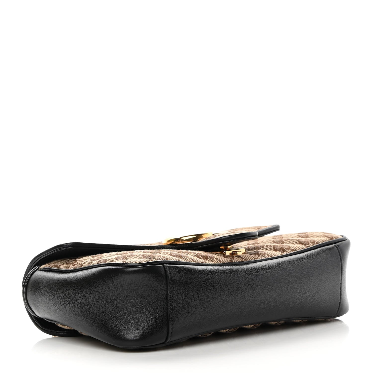 Gucci Monogram Matelasse Diagonal Small GG Marmont Shoulder Bag Beige Black 4 of 15