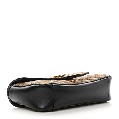 Gucci Monogram Matelasse Diagonal Small GG Marmont Shoulder Bag Beige Black 4 of 15