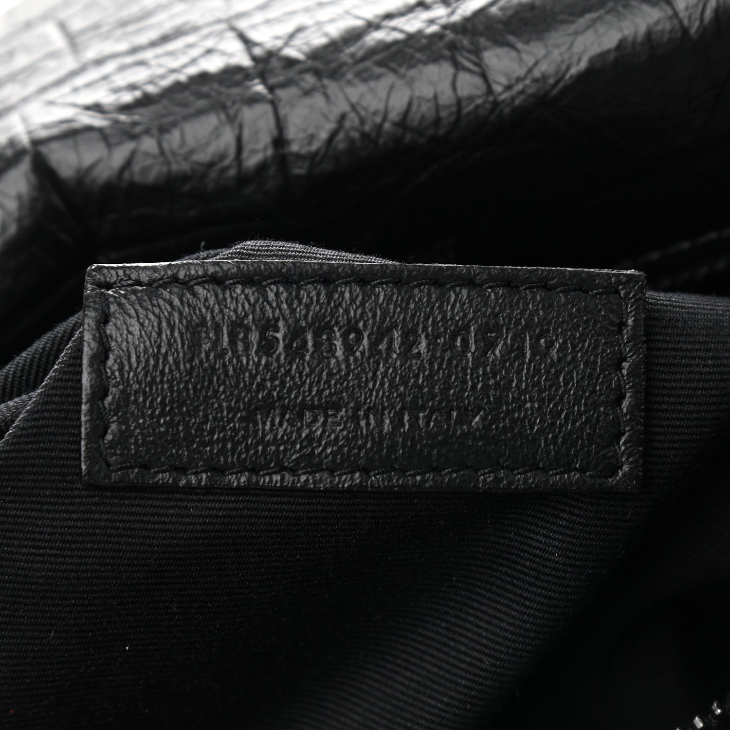 Saint Laurent Lambskin Crocodile Embossed Monogram Medium Niki Chain Satchel Black 7 of 10