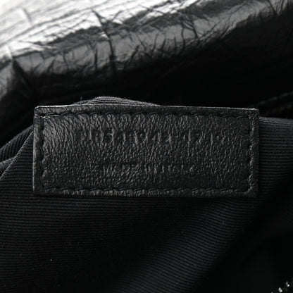 Saint Laurent Lambskin Crocodile Embossed Monogram Medium Niki Chain Satchel Black 7 of 10