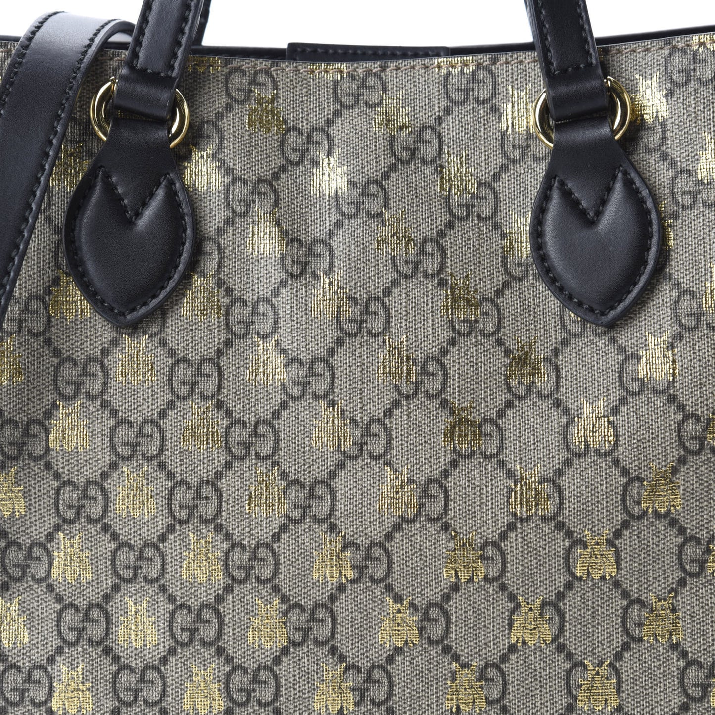 Soft GG Supreme Monogram Bees Small Crossbody Tote Beige Oro Black