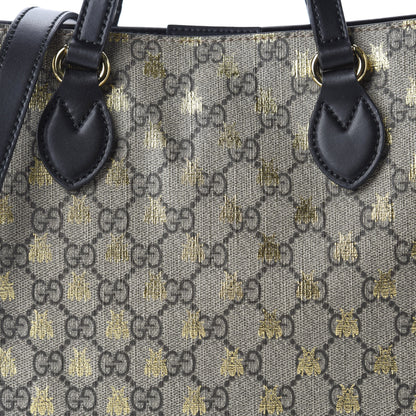 Gucci Soft GG Supreme Monogram Bees Small Crossbody Tote Beige Oro Black 10 of 10