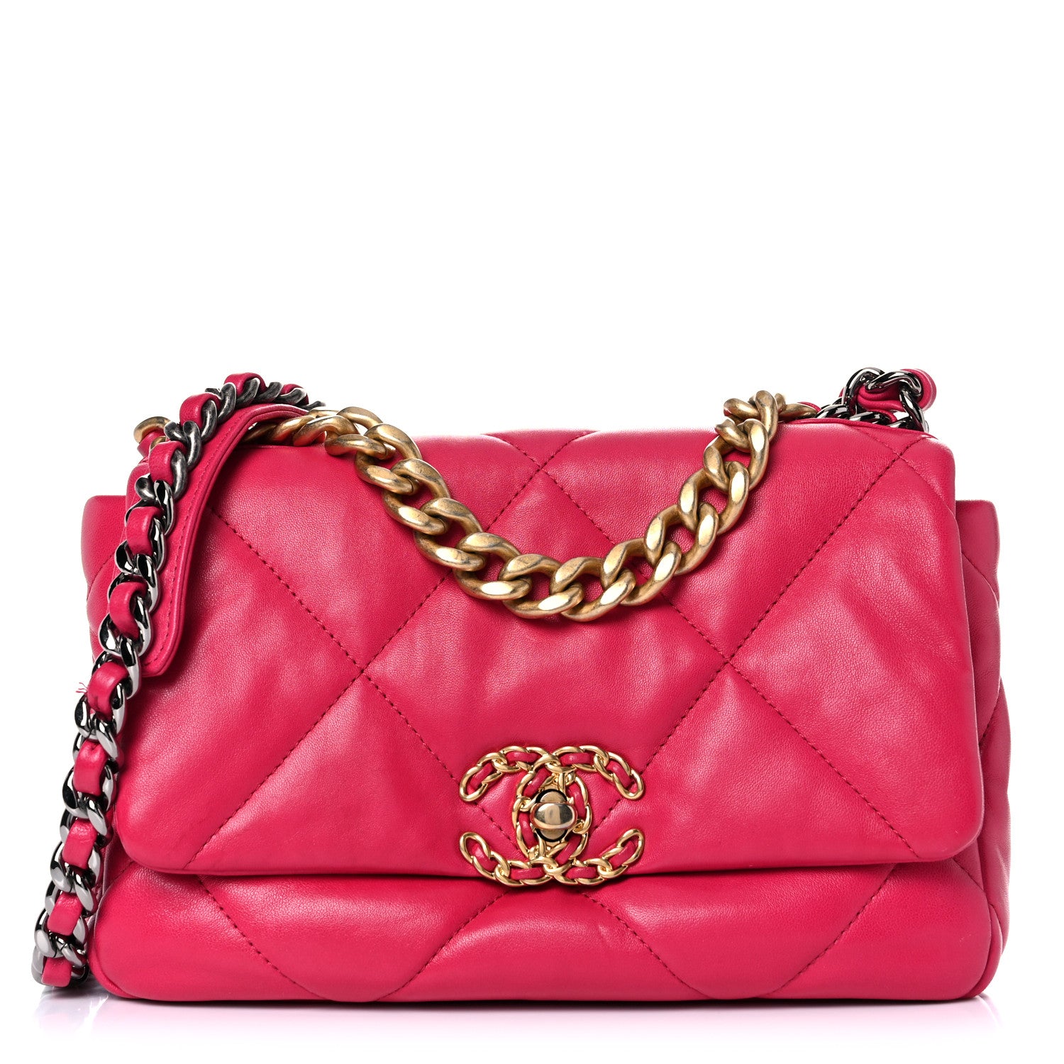 Chanel Goatskin Quilted Medium Chanel 19 Flap Pink 1 of 10