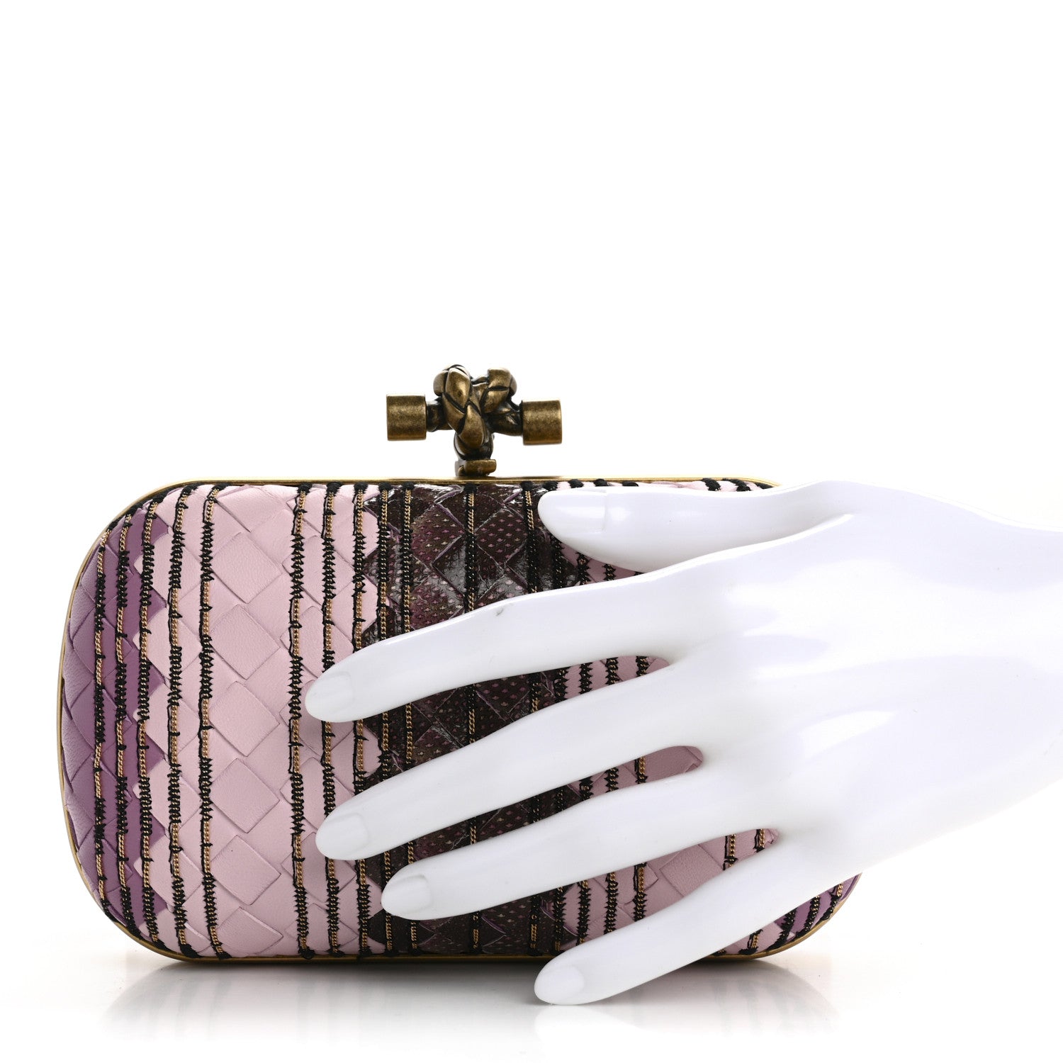 Bottega Veneta Nappa Intreccio Ayers Knot Clutch Twilight 2 of 10