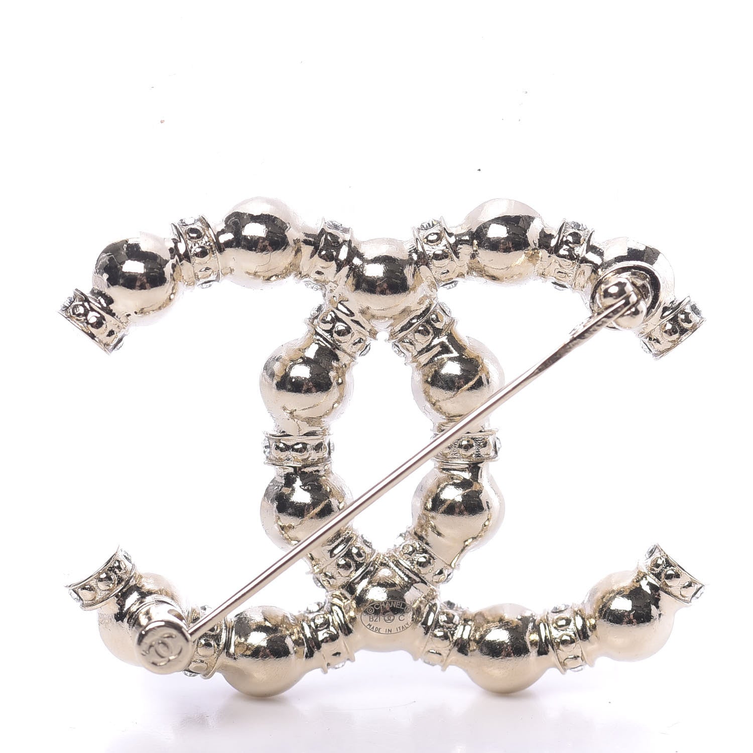 Chanel Pearl Crystal Nefertiti CC Brooch Gold 3 of 4