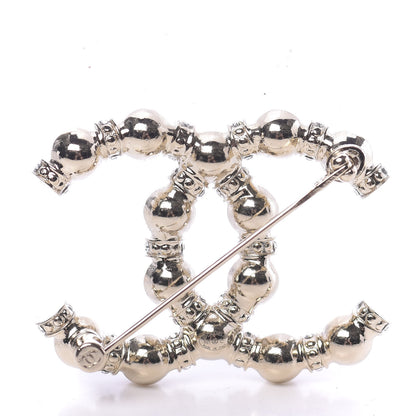 Chanel Pearl Crystal Nefertiti CC Brooch Gold 3 of 4