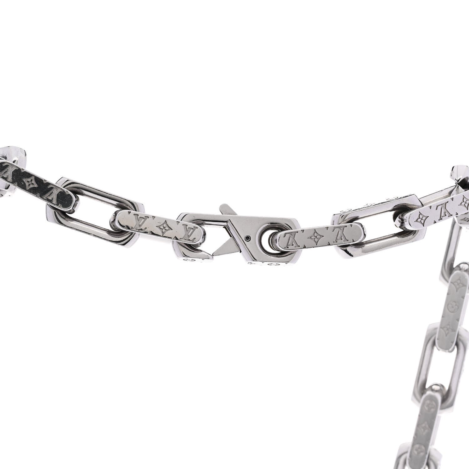 Louis Vuitton Monogram Chain Necklace Silver 5 of 6