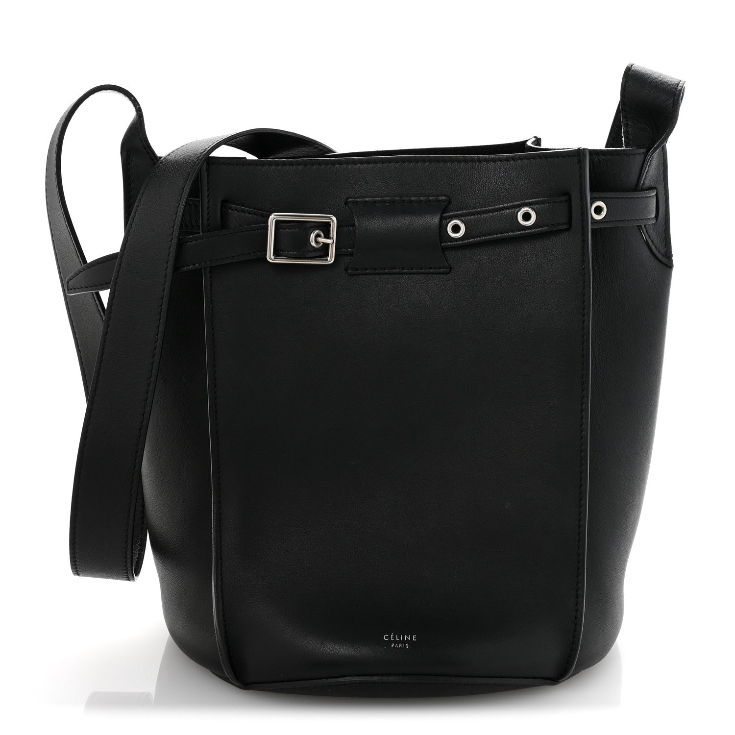 Celine Supple Grained Calfskin Long Strap Big Bag Bucket Black 1 of 14