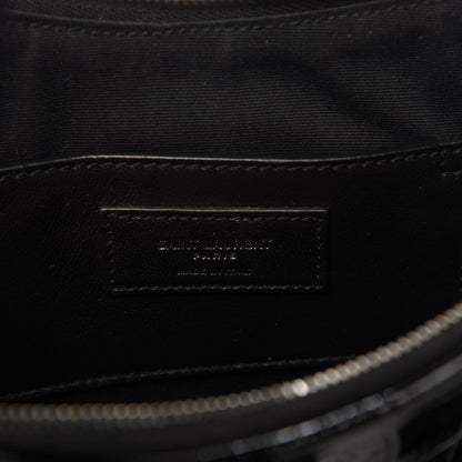 Saint Laurent Patent Crocodile Embossed Sac Coeur Heart Shaped Clutch Black 8 of 9