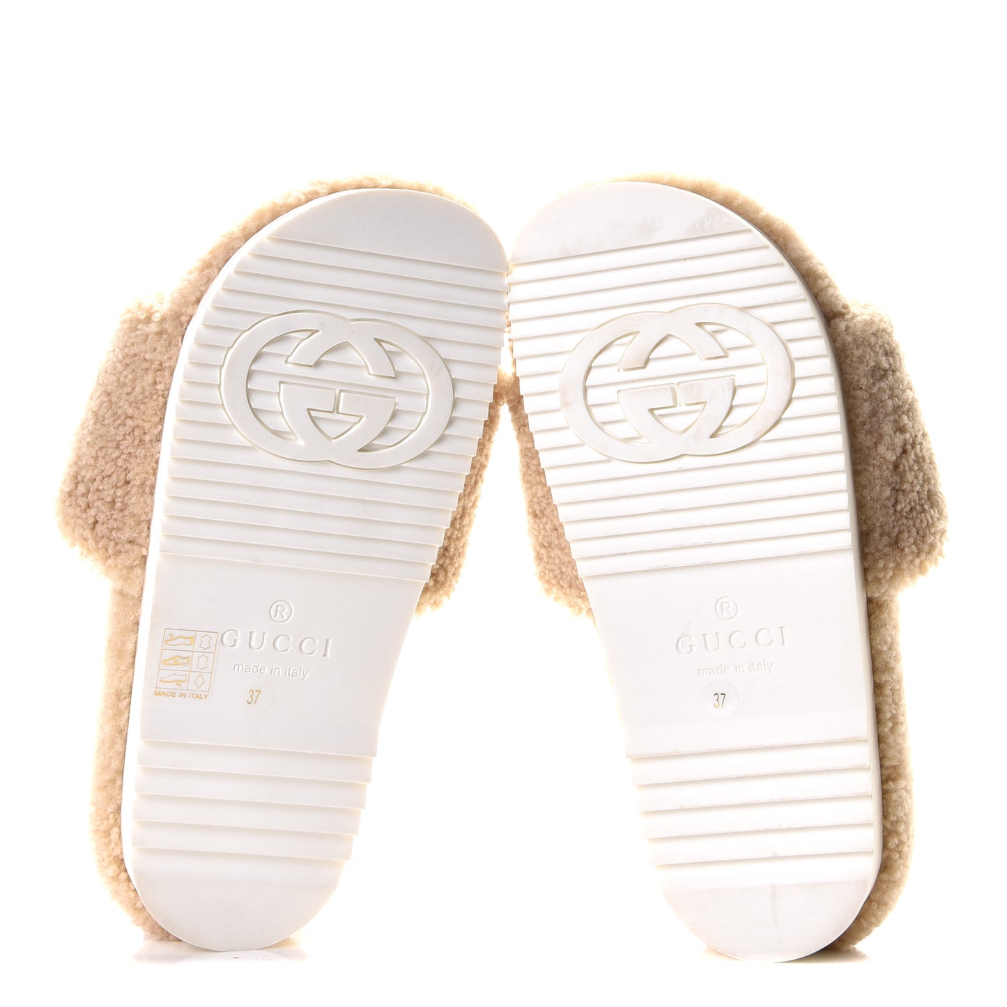 Merino Interlocking G Slide Sandals 37 Butterscotch Cocoa