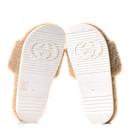 Gucci Merino Interlocking G Slide Sandals 37 Butterscotch Cocoa 7 of 9