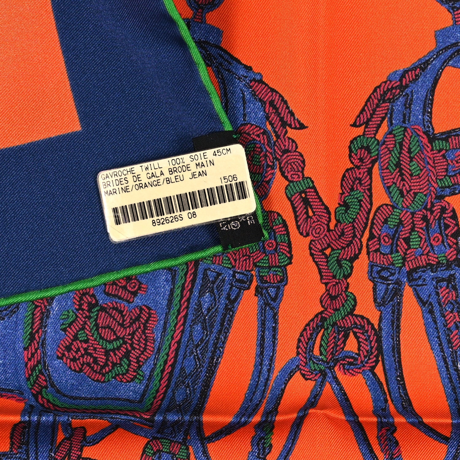 Hermes Silk Brides De Gala Scarf 45 Marine Orange Bleu Jean 3 of 3