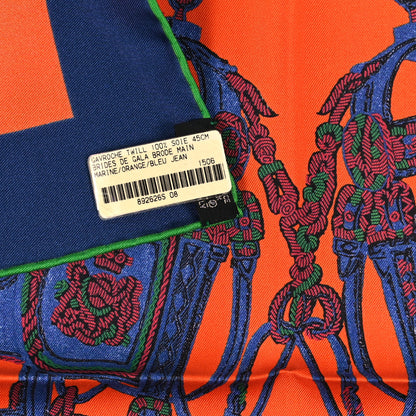 Hermes Silk Brides De Gala Scarf 45 Marine Orange Bleu Jean 3 of 3