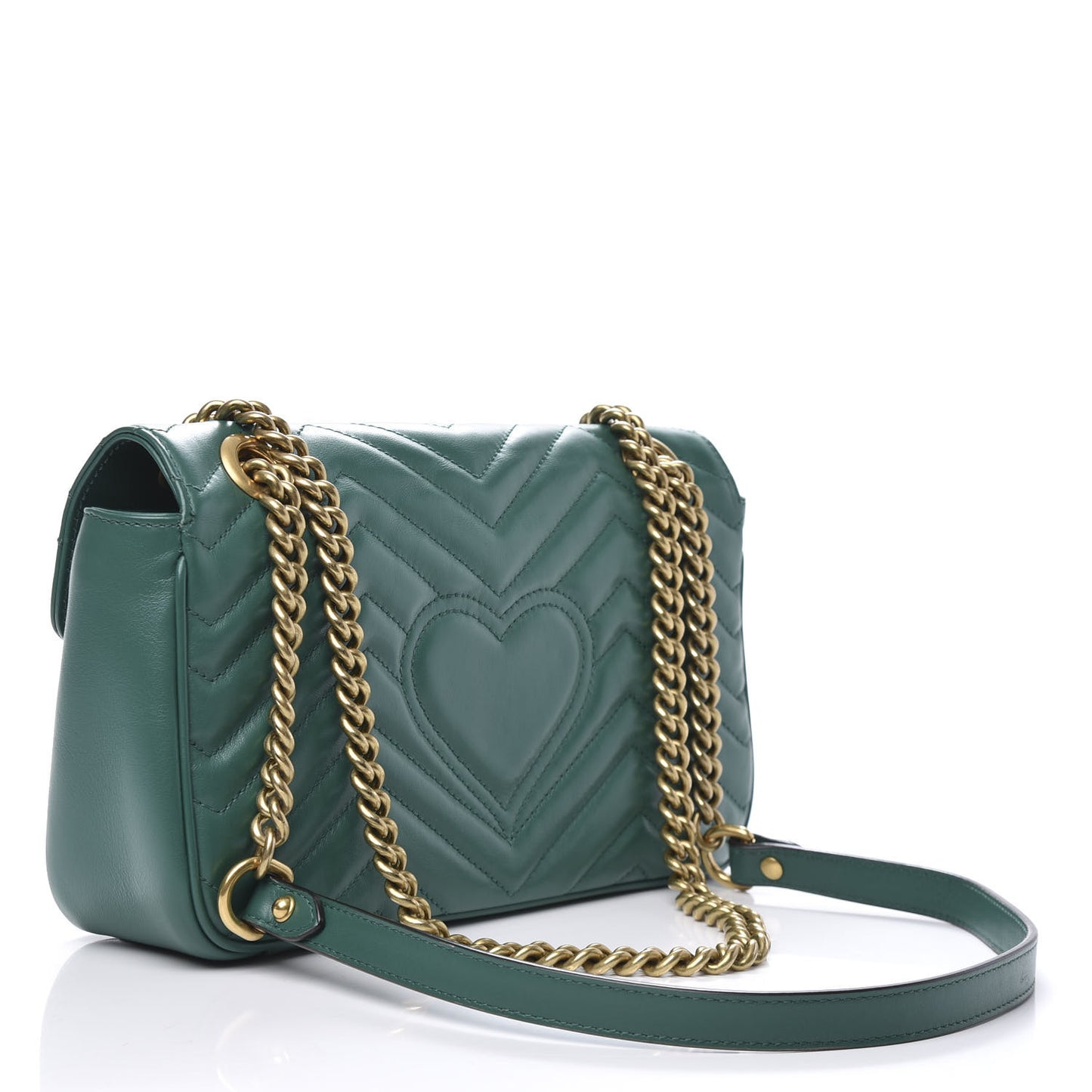 Calfskin Matelasse Small GG Marmont Shoulder Bag Emerald Green