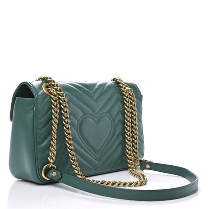 Gucci Calfskin Matelasse Small GG Marmont Shoulder Bag Emerald Green 3 of 11